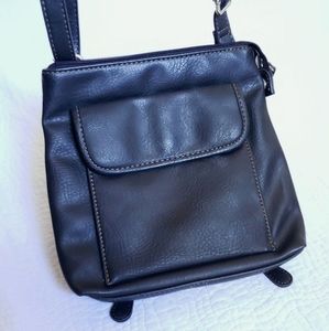 RELIC black leather functional crossbody purse